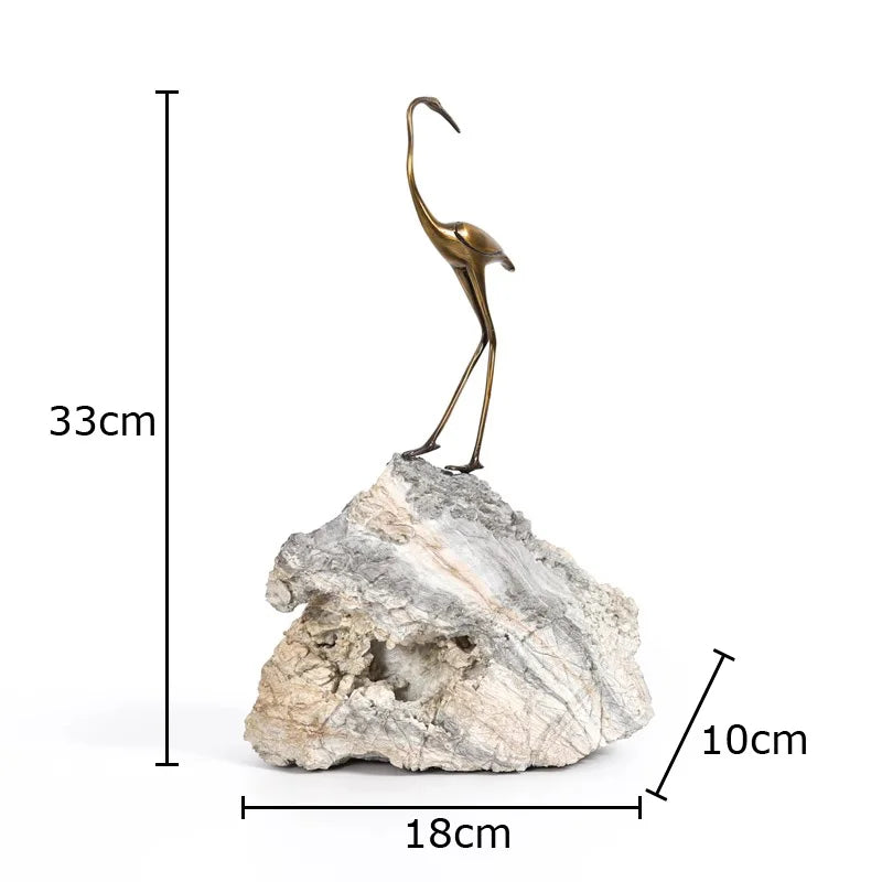 Escultura de Grulla Dorada™ de Decorbites: Decoración Moderna para Escritorio y Artesanías para la Estética de la Habitación