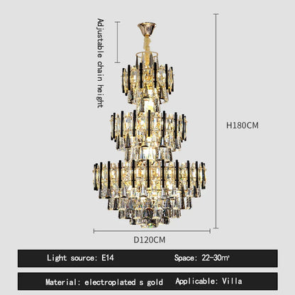 DecorBites™ Crystal Hollow Villa Chandelier: Modern Luxury Pendant Light for Living Room and Hotel Lobby