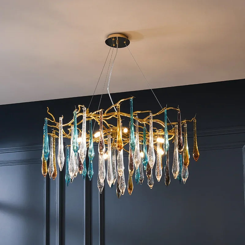 Lámpara de Araña de Rama LED Oro Decorbites™ para Sala de Estar, Dormitorio, Hotel - Luz Colgante de Aluminio de Lujo Moderno