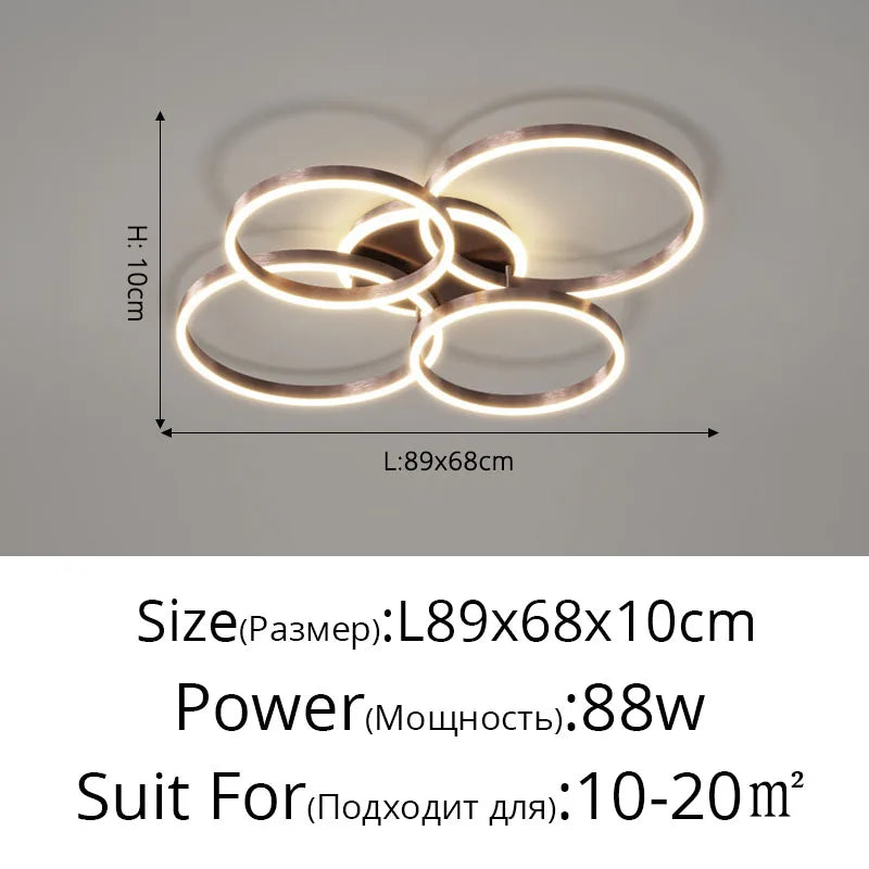 DecorBites™ LED Chandelier: Modern Living Study Bedroom Lamps, Round Rings Foyer Chandeliers Luminaire