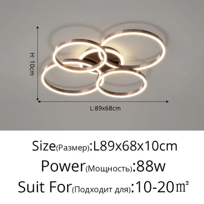 DecorBites™ LED Chandelier: Modern Living Study Bedroom Lamps, Round Rings Foyer Chandeliers Luminaire
