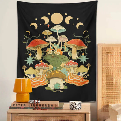 Mystic Moon Phase Tapestry Wall Hanging for Goblincore Aesthetic Bedroom by Decobites