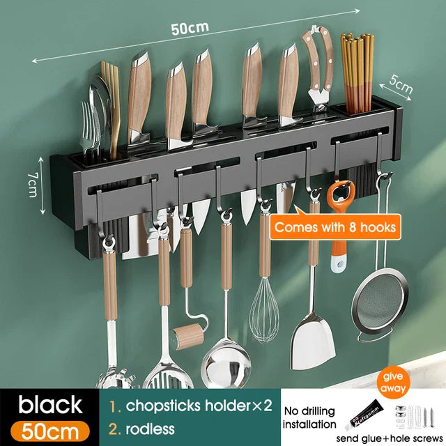 Organizador de Cocina Decorbites™: Estante de Almacenamiento Multifuncional para Cuchillos y Palillos Montado en la Pared