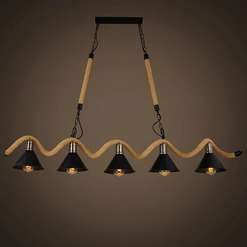 DecorBites™ Industrial Hemp Rope Pendant Light Chandelier LED for Home Restaurant Kitchen