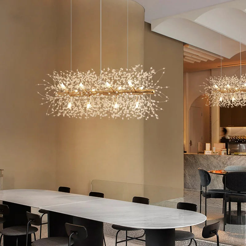 DecorBites™ Dandelion Art Crystal Chandelier: Nordic Modern Luxury for Living Room & Restaurant