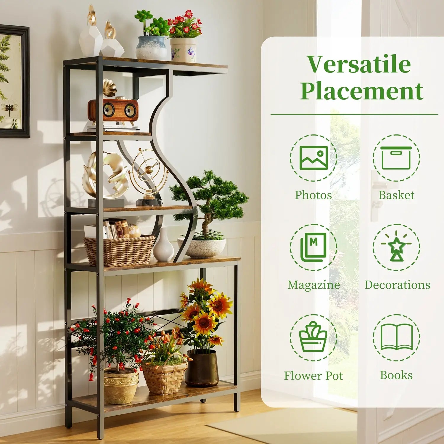 DecorBites™ Large 5-Tier Industrial Plant Stand Shelf