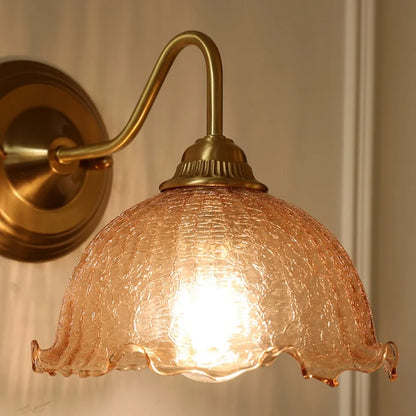 DecorBites™ مصباح حائط LED زجاجي على شكل زهرة كهرمانية لغرفة المعيشة والمقهى وطاولة الزينة في الحمام