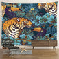 Decobites Psychedelic Tiger Tapestry Wall Hanging - Mysterious Flower Jungle Moon Landscape