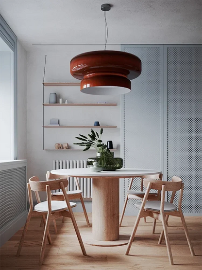 DecorBites™ Amber Green Glass Pendant Light Modern Round Dining Table Decor