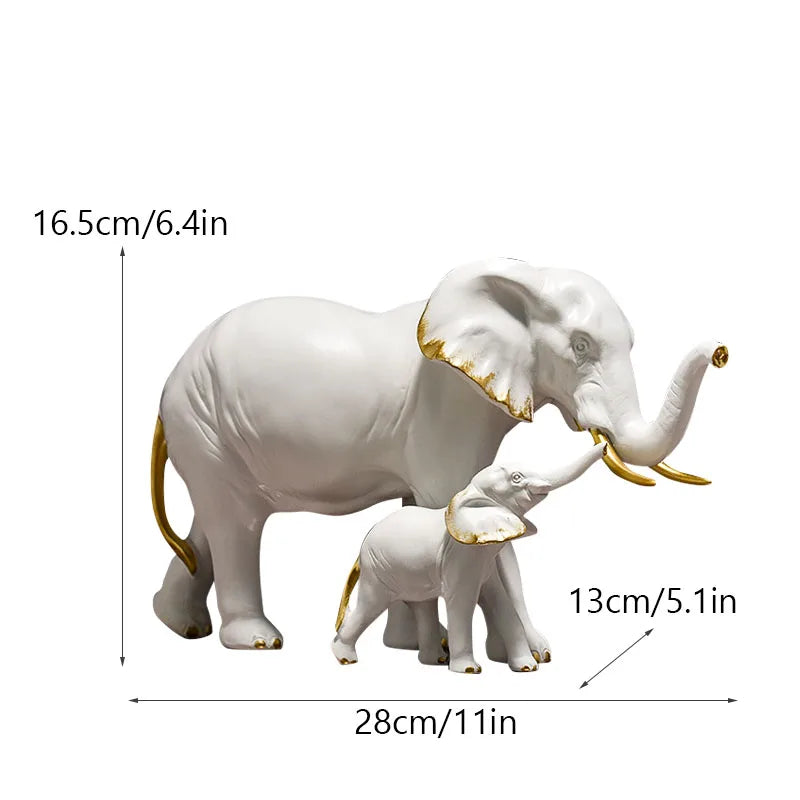 DecorBites™ Elephant Resin Figurine: Interior Lucky Ornament for Home Decor