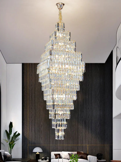 DecorBites™ Crystal Large Chandelier for Villa Duplex Loft Stairs, Elegant Hall Pendant Light