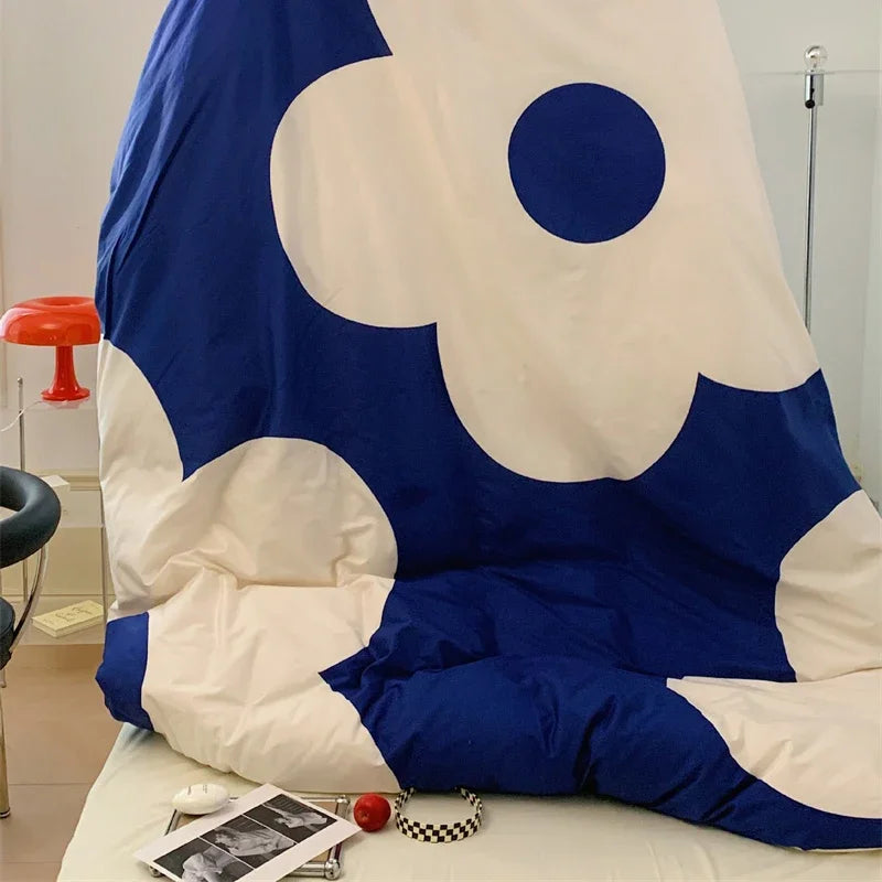 Conjunto de Ropa de Cama de Edredón de Tamaño Completo en Satén de Algodón con Estampado de Grandes Flores Decorbites™