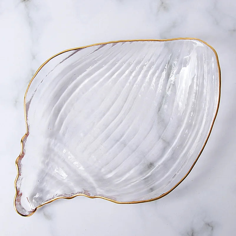DecorBites™ Electroplated Crystal Glass Dish Plate Saucer with Sea Features