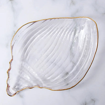 DecorBites™ Electroplated Crystal Glass Dish Plate Saucer with Sea Features