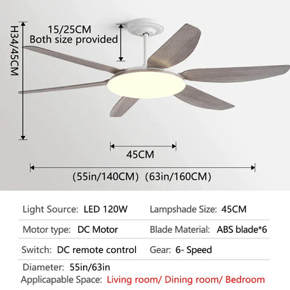 ديكوربايتس™ مروحة سقف داخلية 63 بوصة بتصميم جديد مع ثريا قوية للرياح