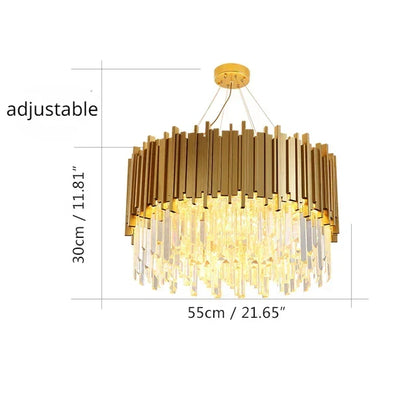 DecorBites™ Golden Crystal Chandelier LED Ceiling Light for Living Room & Lobby