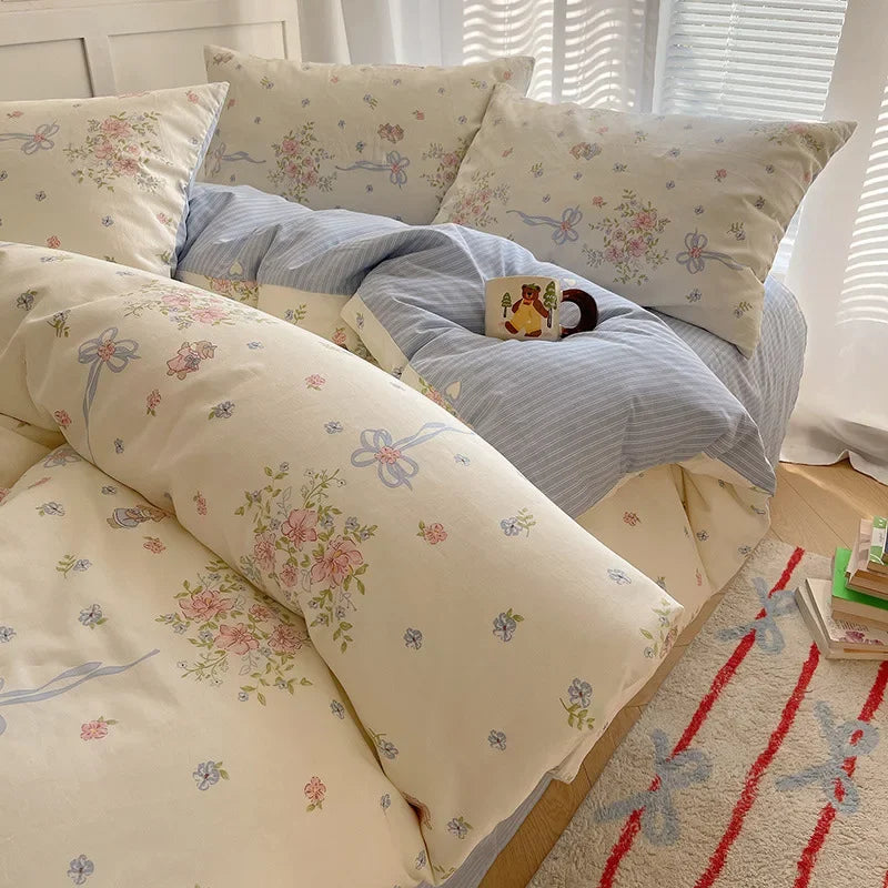 DecorBites™ Cartoon Printed Cotton Bedding Set - Soft, Skin-Friendly Duvet Cover