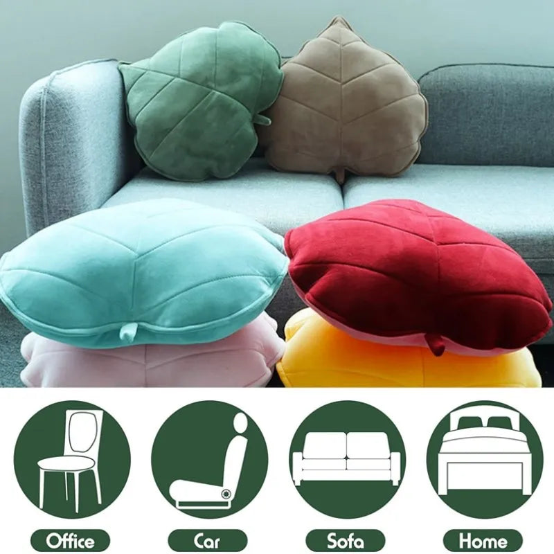 وسائد DecorBites™ ثلاثية الأبعاد على شكل أوراق شجر لتزيين غرفة المعيشة والأريكة