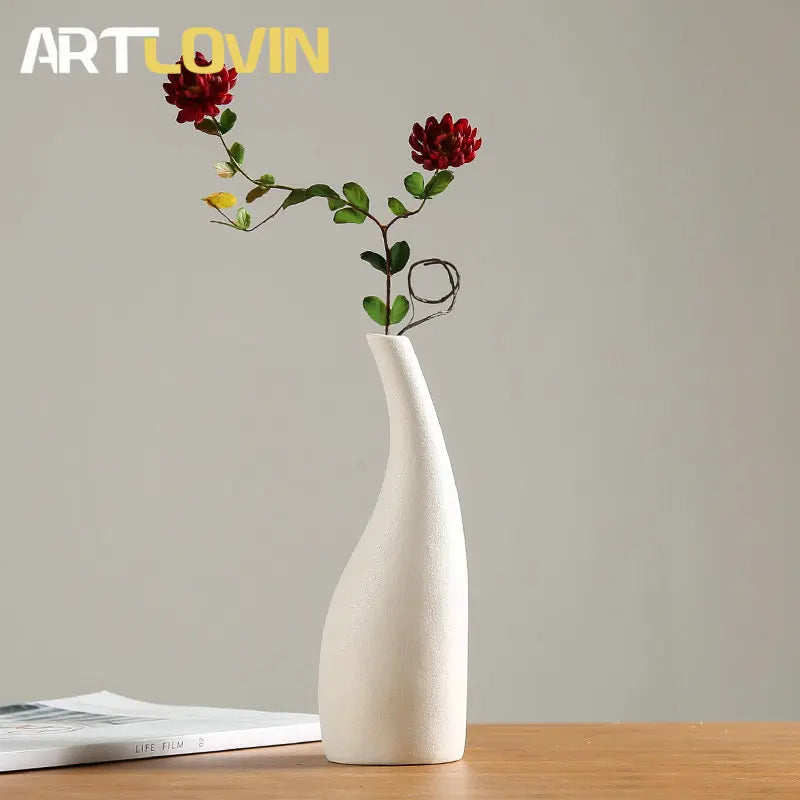 DecorBites™ Japanese Style Ceramic Vases for Modern Home Decor and Artificial Flowers