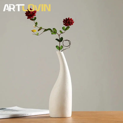 DecorBites™ Japanese Style Ceramic Vases for Modern Home Decor and Artificial Flowers