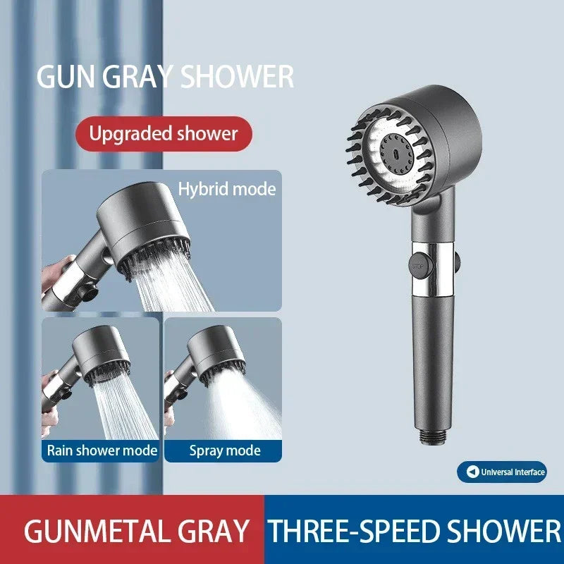 DecorBites™ High Pressure Black Shower Head Rainfall with 3 Modes & Filter Holder