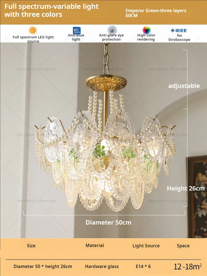 DecorBites™ Glass Dining Room Chandelier: Retro French Style for Living & Master Bedroom