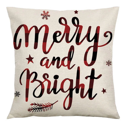 DecorBites™ Christmas Linen Cushion Cover 45x45cm Sofa Home Party Decor