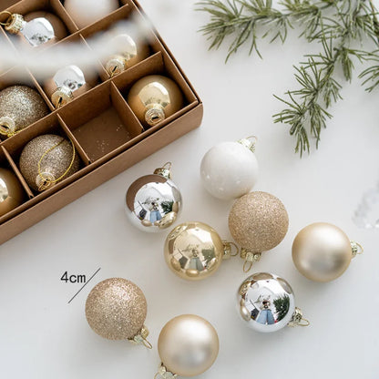 25pcs 4cm Small Size Glass Christmas Ball Ornaments Champagne Christmas Tree Party Decoration New Year Christmas Spheres Pendant