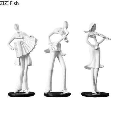 DecorBites™ Accordion Musician Resin Sculpture for Aesthetic Room Decor
