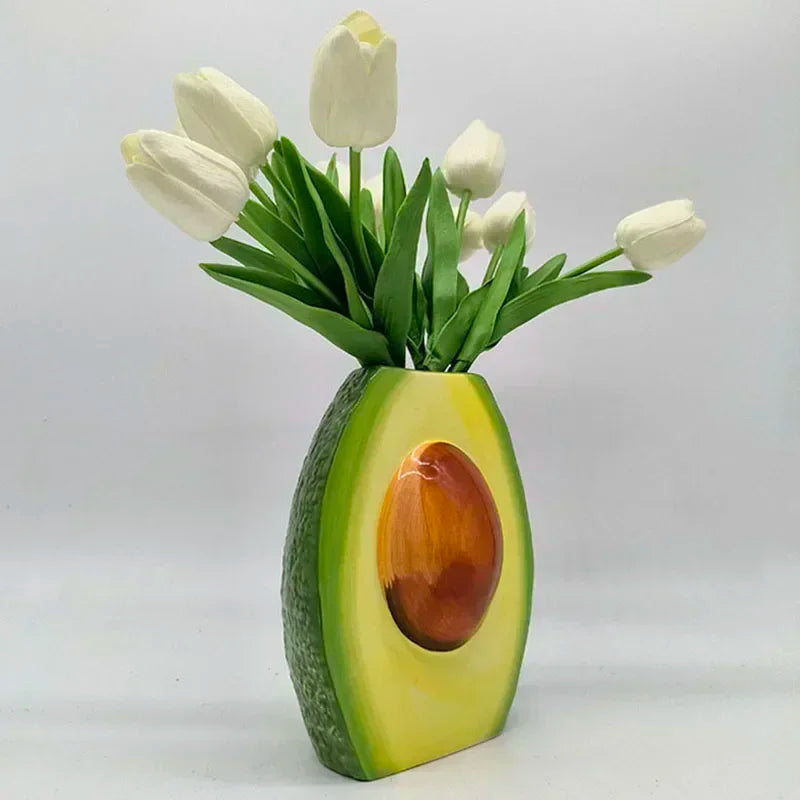 DecorBites™ Avocado Ceramic Vase: Unique Flower Arrangement Pot Home Decor Craft Pots