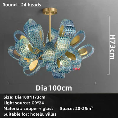 مصابيح LED المعلقة من DecorBites™ باللون الأزرق الزجاجي: إضاءة ثريا عصرية للممرات وغرف النوم وغرف المعيشة