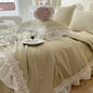 Decobites French Wedding Lace Ruffles Bedding Set