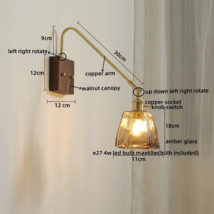 DecorBites™ Glass Copper LED Wall Sconce Modern Stair Light Fixtures