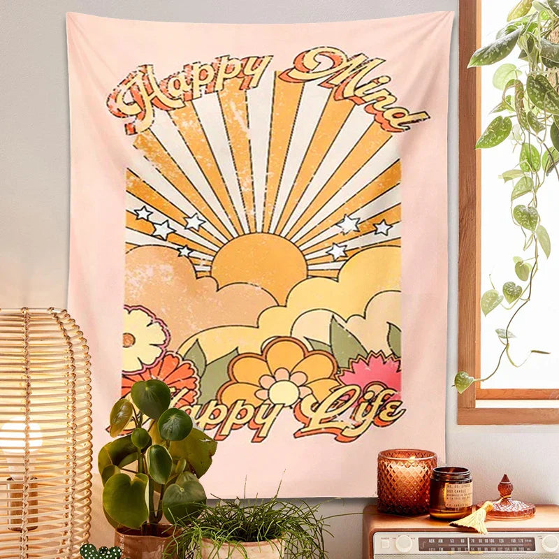 Decobites 70s Girl Sunset Tapestry Wall Hanging for Boho Living Room Bedroom Decor