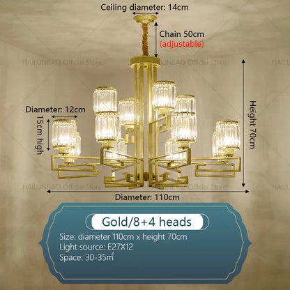 DecorBites™ Crystal Chandelier: Modern Luxury Main Light for Livingroom, Hall, and Restaurant