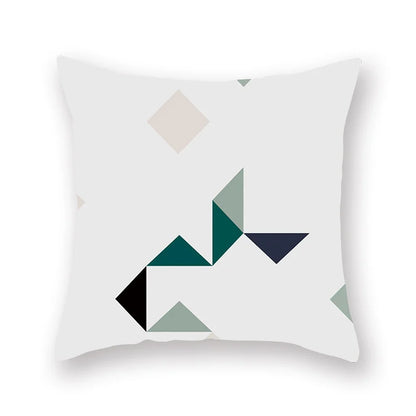 غطاء وسادة DecorBites™ بتصميم أوراق الشجر الهندسية وزهور باللون الأزرق المخضر لتزيين الأريكة والسيارة والمنزل