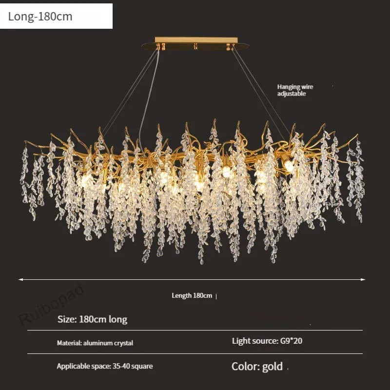 Lámpara de Araña de Uvas de Cristal Oro Decorbites™ para Comedor Sala de Estar Dormitorio