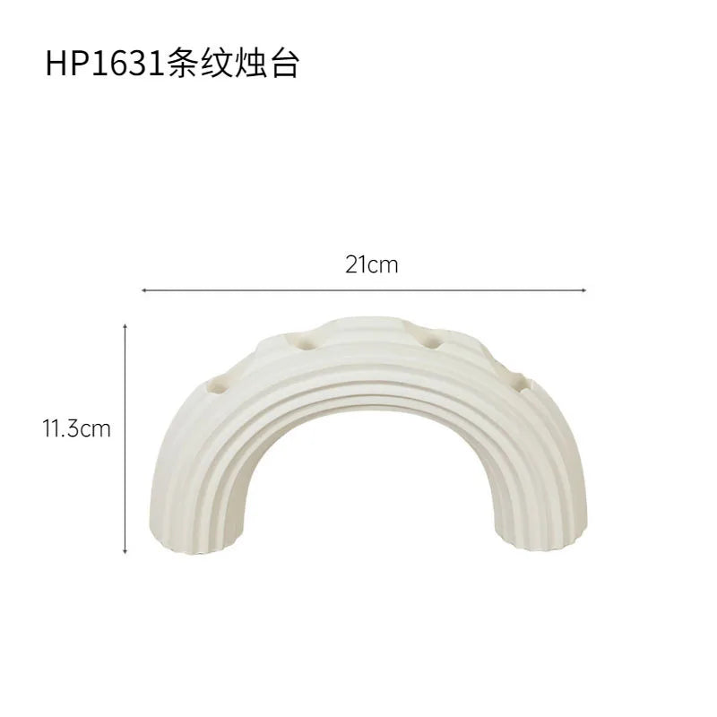 DecorBites™ Elegant White Ceramic Candlestick Holder for Home Decor and Dining Table