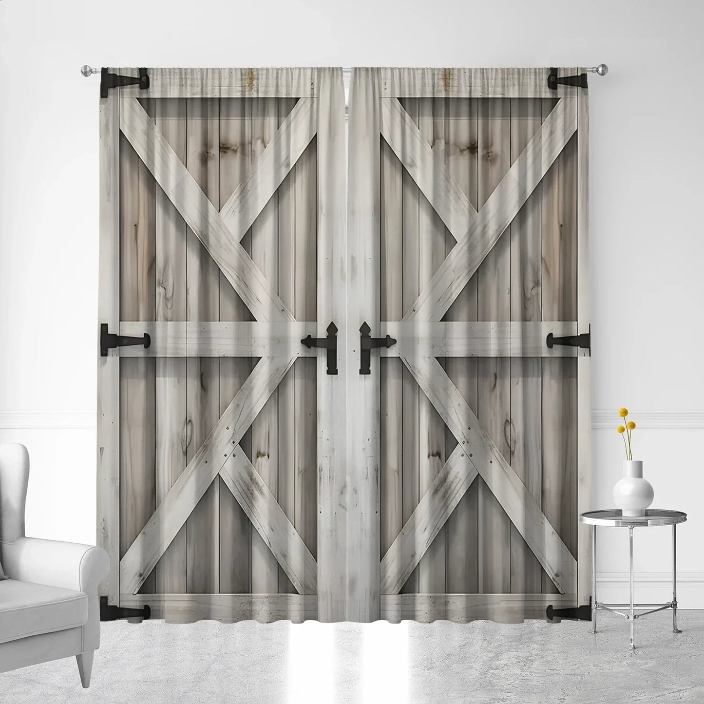 Vintage Wooden Door Bookshelf Curtains by Decobites: Perfect for Home, Kitchen, Coffee Shop & Living Room