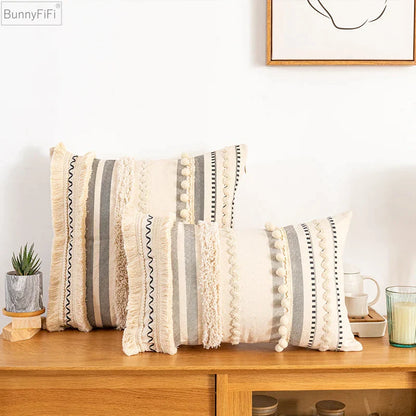 DecorBites™ Bohemian Beige Cushion Cover for Home Decor Sofa Bed 30x50cm/45x45cm