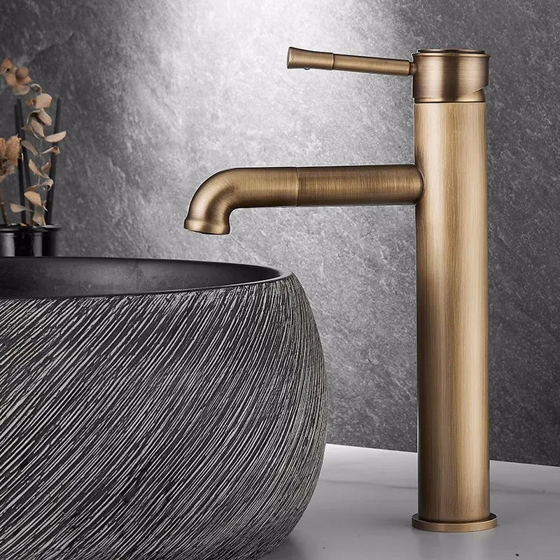 DecorBites™ Bronze Basin Faucet: Hot & Cold Brass Sink Faucet, Rotating Mixer Tap