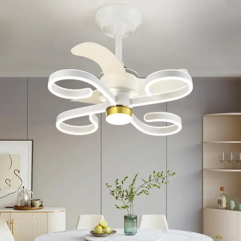 Lámpara de techo con ventilador DecorBites™ color crema para dormitorio con control remoto, elegantes accesorios de iluminación para dormitorio