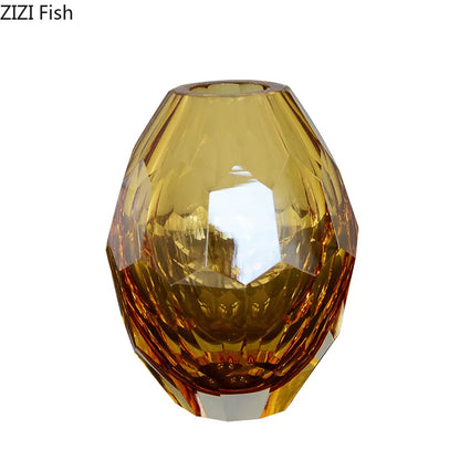 DecorBites™ Amber Glass Vase for Desk Decoration and Floral Arrangement