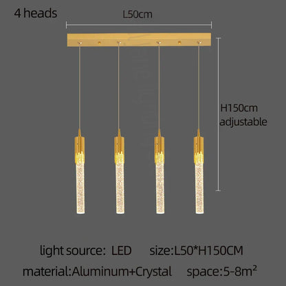 DecorBites™ Gold Crystal LED Chandelier: Modern Dining Room Lamps, Hanging Kitchen Ceiling Light