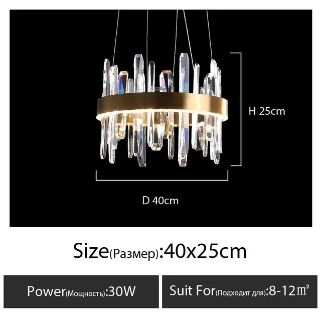DecorBites™ K9 Crystal LED Round Chandelier for Kitchen Living Room Bedroom Decor