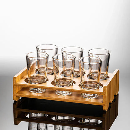 DecorBites™ Clear Glass Liquor Cup Set 2oz Chinese Spirit Drinking Glasses with Graduated Line