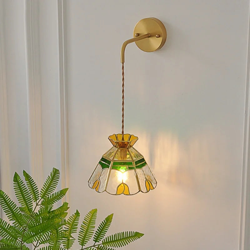DecorBites™ Glass Wall Lamp with Pull Chain Switch and Adjustable LED Light