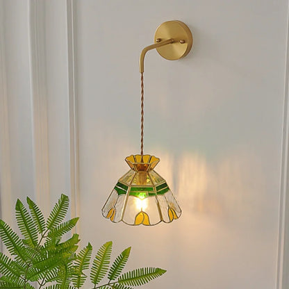 DecorBites™ Glass Wall Lamp with Pull Chain Switch and Adjustable LED Light