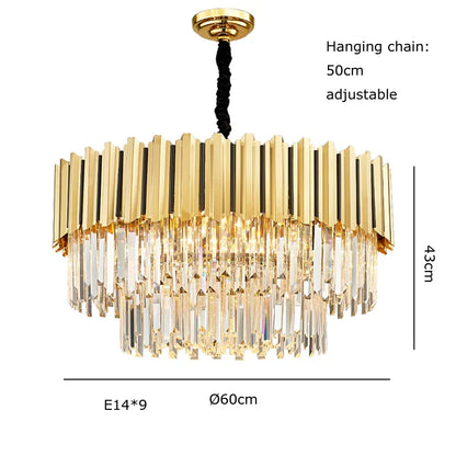 DecorBites™ Gold Crystal LED Chandelier: Modern Luxe Lighting Fixture for Home Decor