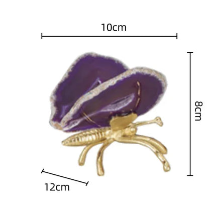 DecorBites™ Golden Crystal Agate Butterfly Sculpture Decorative Figurines